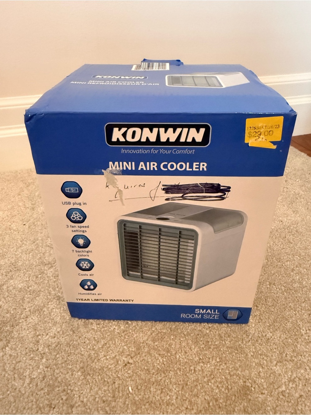 Mini Air Cooler - Blue & White Portable USB Personal Fan